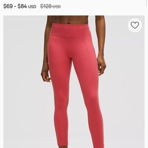 lululemon athletica High-Rise 7/8 Leggings in Coral Pink